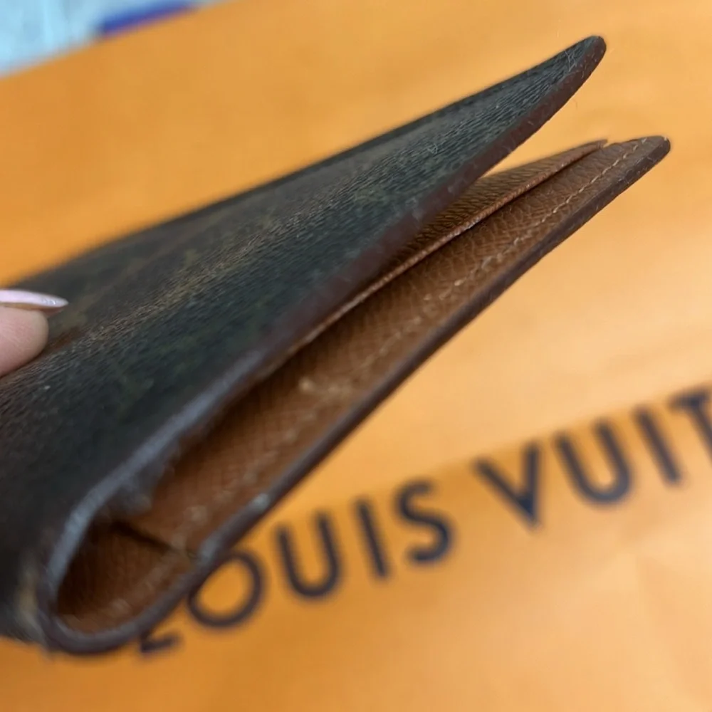 LV Luis Vuitton Brazza Long Wallet Monogram Canvas Men Brown Auth. Vintage